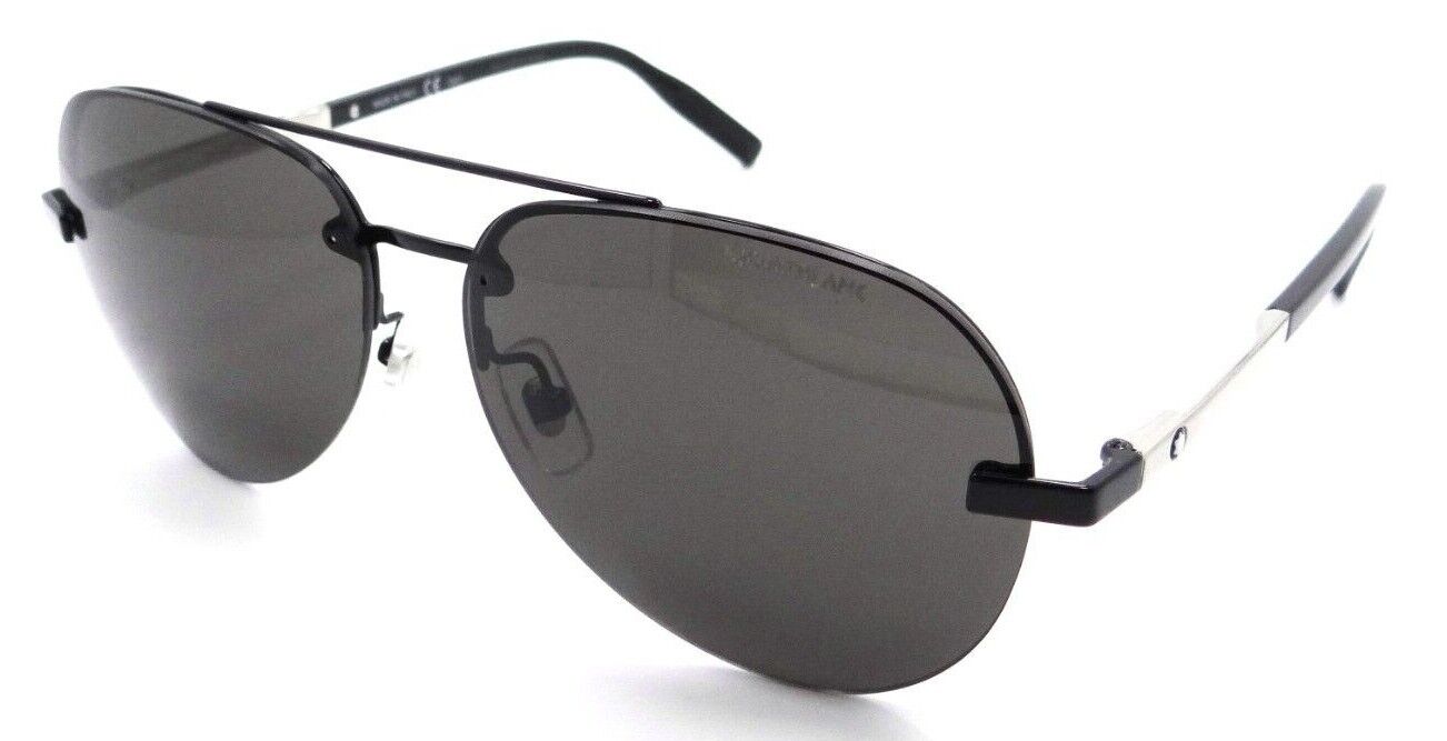 Montblanc Sunglasses MB0018S 001 60-14-145 Black - Silver / Grey Made in Italy-889652211190-classypw.com-1