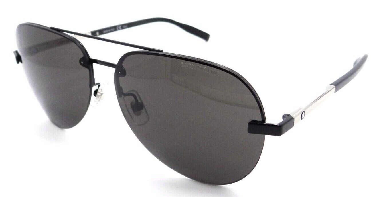 Montblanc Sunglasses MB0018S 005 62-14-150 Black - Silver / Grey Made in Italy-889652229133-classypw.com-1