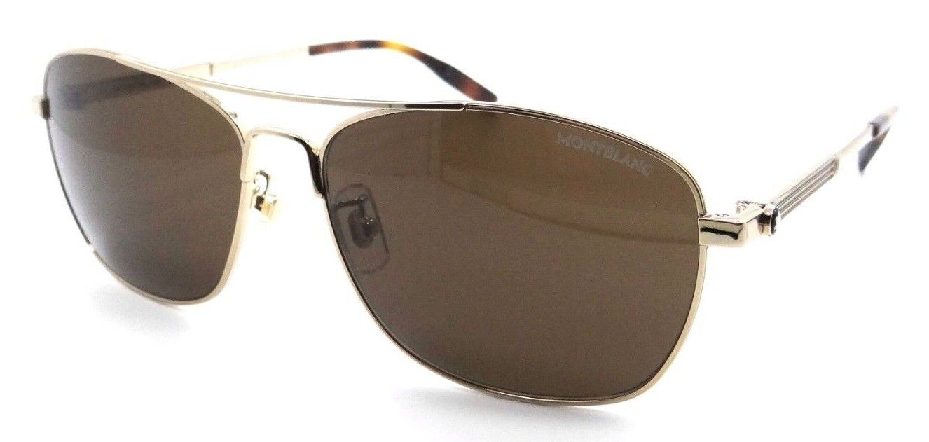 Montblanc Sunglasses MB0026S 008 61-16-150 Gold / Brown Made in Italy-889652229249-classypw.com-1