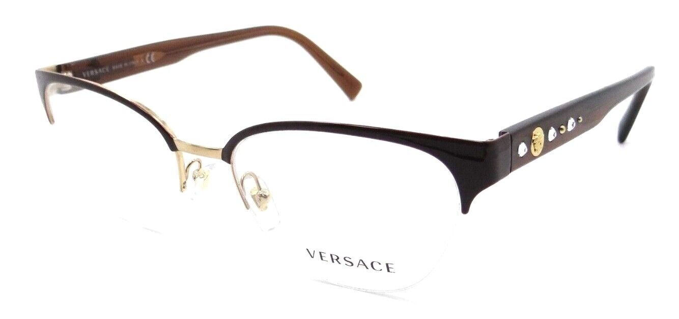 Versace Eyeglasses Frames VE 1255B 1435 52-18-140 Dark Red / Gold Made in Italy-8056597207621-classypw.com-1