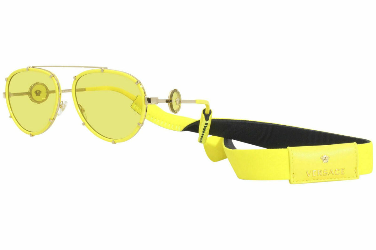 Versace Sunglasses VE 2232 1473/6D 61-18-145 Yellow / Yellow Mirror w/Neck Strap-8056597461009-classypw.com-1