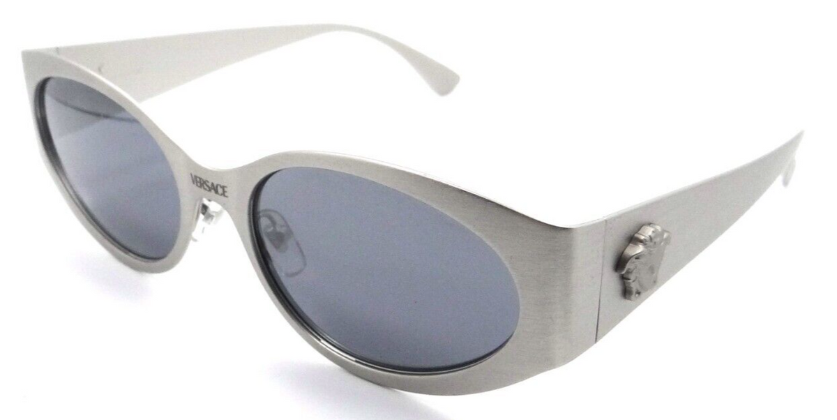 Versace Sunglasses VE 2263 1266/6G 56-18-140 Matte Silver / Lt Grey Mirror Black