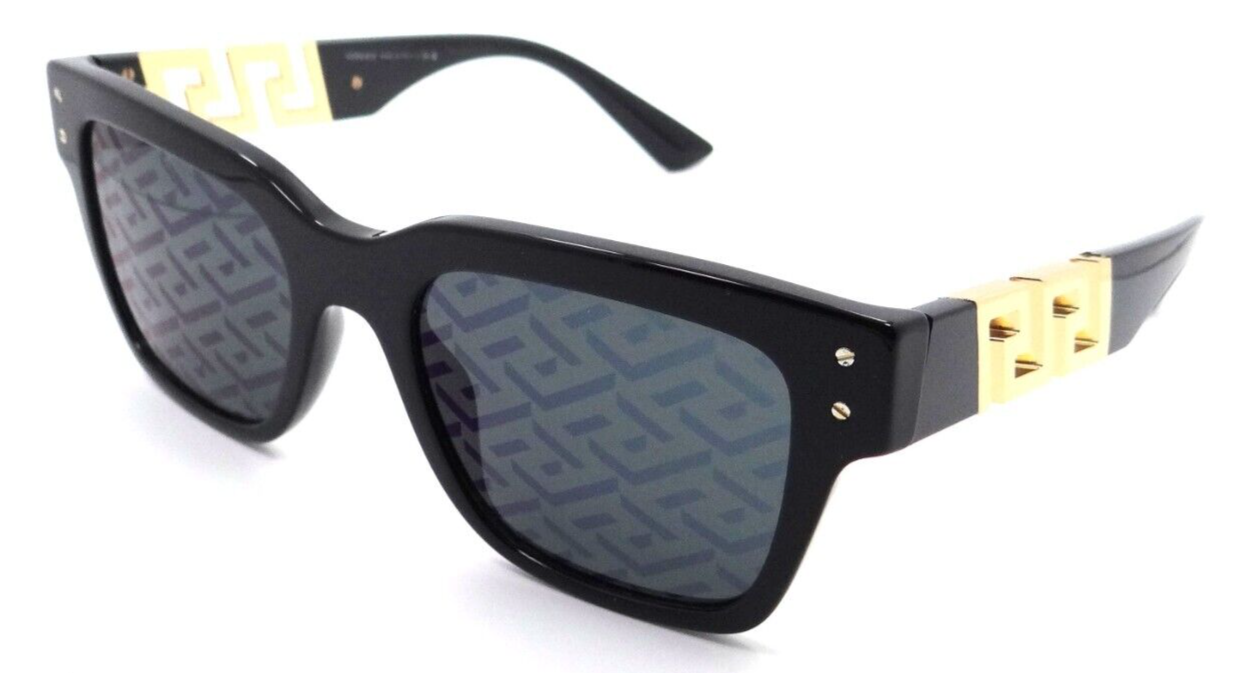 Versace Sunglasses VE 4421 GB1/F 52-20-145 Black / Dark Grey Monogram Blue Italy