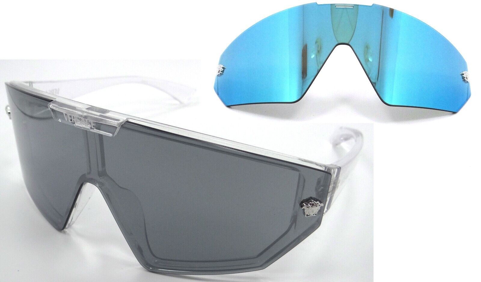 Versace Sunglasses VE 4461 148/6V 47-xx-125 Crystal / Grey Mirror Black & Blue