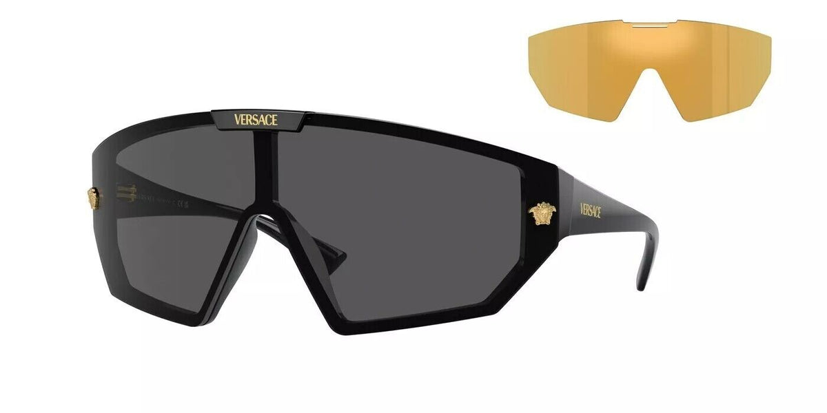 Versace Sunglasses VE 4461 GB1/87 47-xx-125 Black / Dark Grey &amp; Gold Mirror