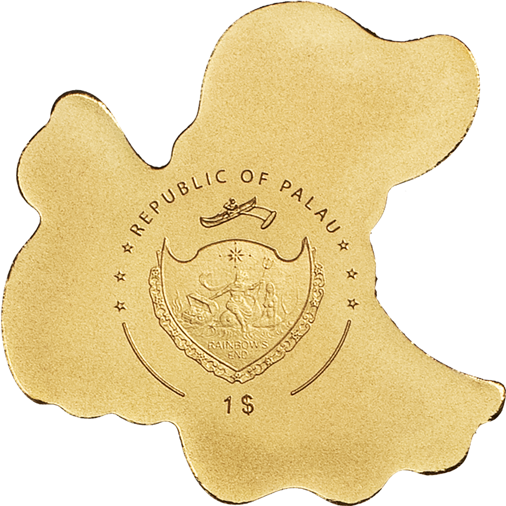 0.5g 24K Gold Coin Golden Little Ghost with Pumpkin Halloween .9999 $1 Palau-classypw.com-2