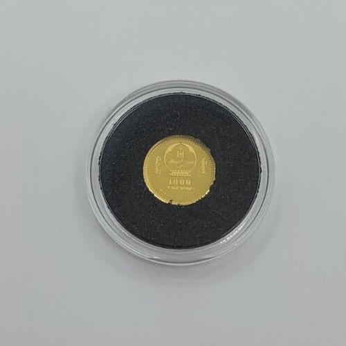 0.5g 24K Gold Coin Mongolia 2021 1000 Togrog Year of the Ox with coin capsule-classypw.com-4