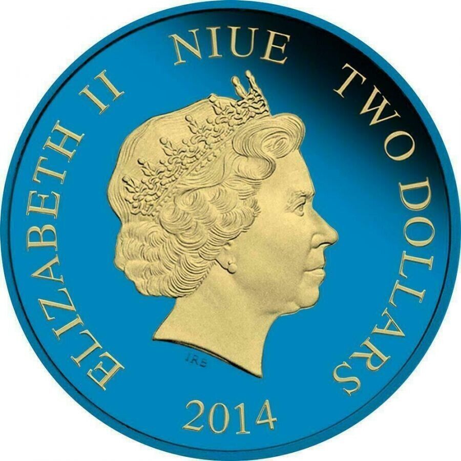 1 Oz Silver Coin 2014 $2 Disney Donald Duck 80th Anniversary Blue Gilded Gold-classypw.com-2