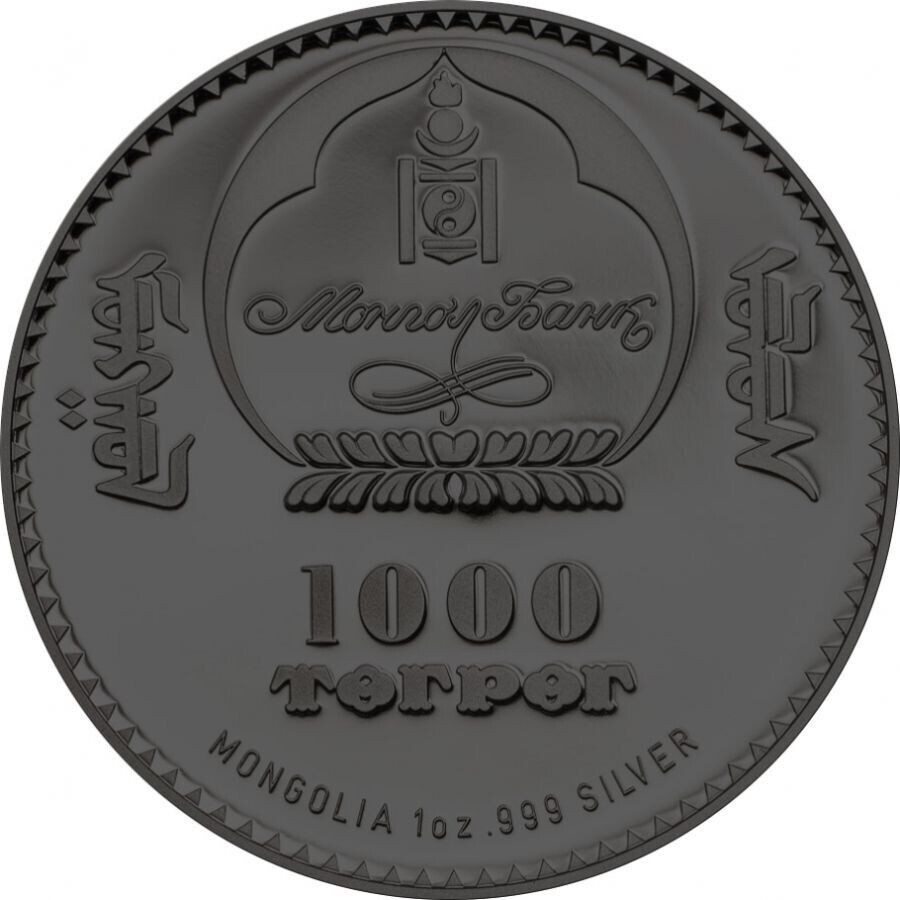 1 Oz Silver Coin 2014 500 Togrog Mongolia Chinggis Khaan Genghis Khan Ruthenium-classypw.com-2