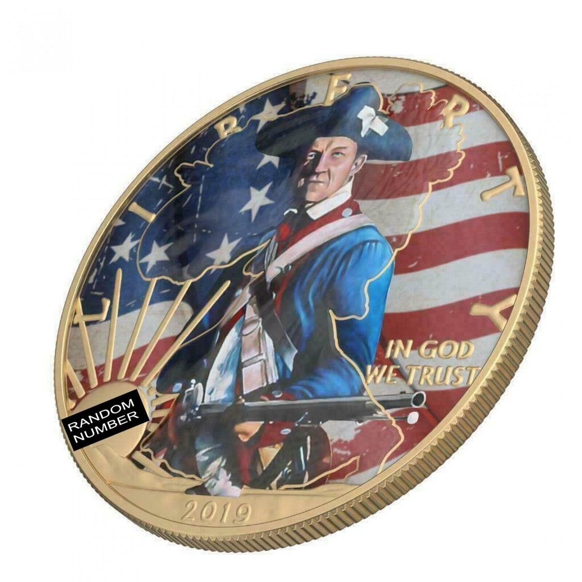 1 Oz Silver Coin 2019 $1 Liberty Faces of America - Colonist Varnish No 1-classypw.com-2