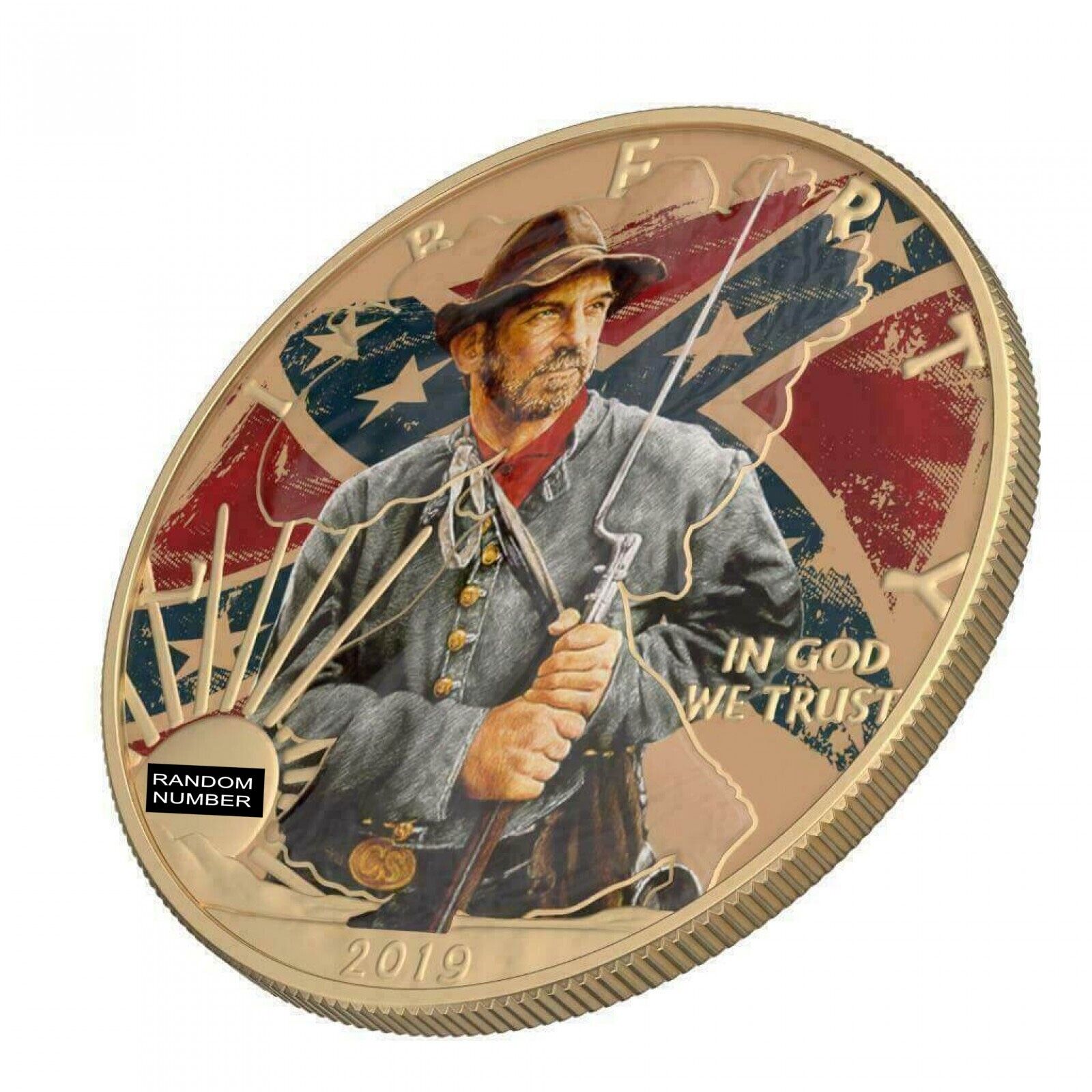 1 Oz Silver Coin 2019 $1 Liberty Faces of America - Confederate Varnish No 5-classypw.com-1