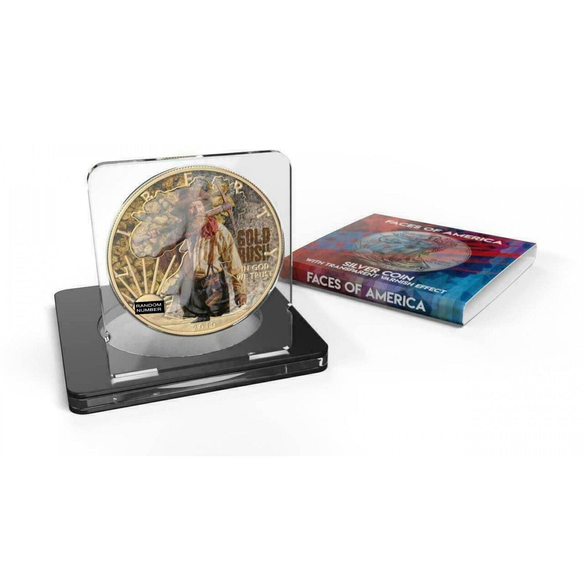 1 Oz Silver Coin 2019 $1 Liberty Faces of America - Gold Rush Varnish No 4-classypw.com-4