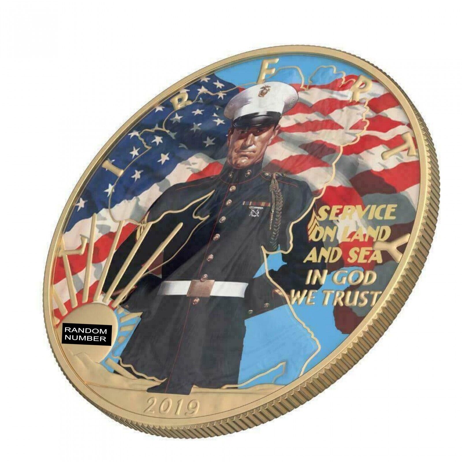 1 Oz Silver Coin 2019 $1 Liberty Faces of America - US Navy Varnish No 8-classypw.com-2