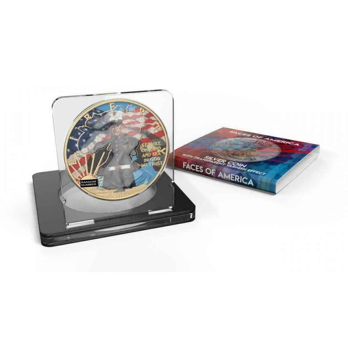 1 Oz Silver Coin 2019 $1 Liberty Faces of America - US Navy Varnish No 8-classypw.com-4