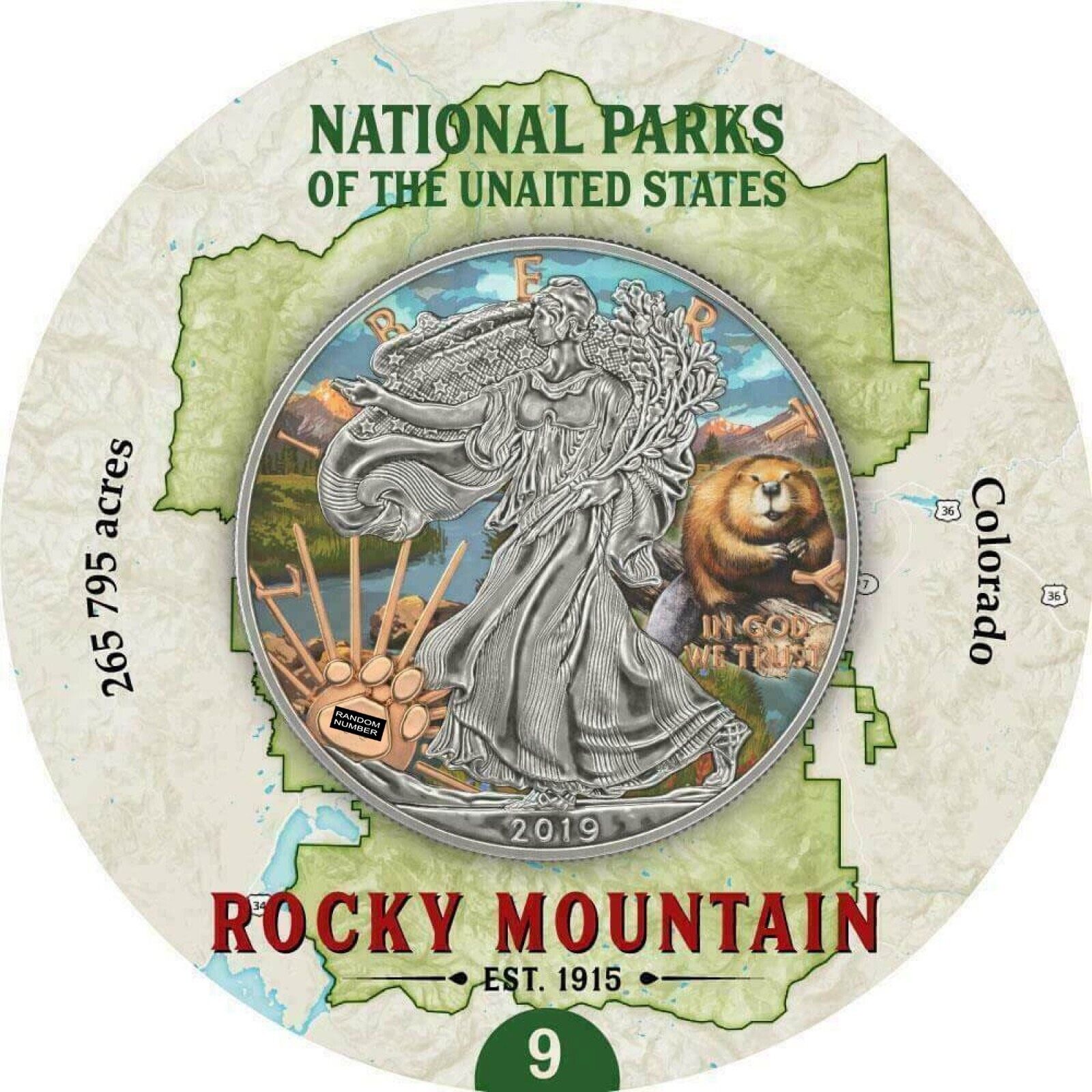 1 Oz Silver Coin 2019 $1 Liberty National Parks of The USA - Rocky Mountain-classypw.com-6