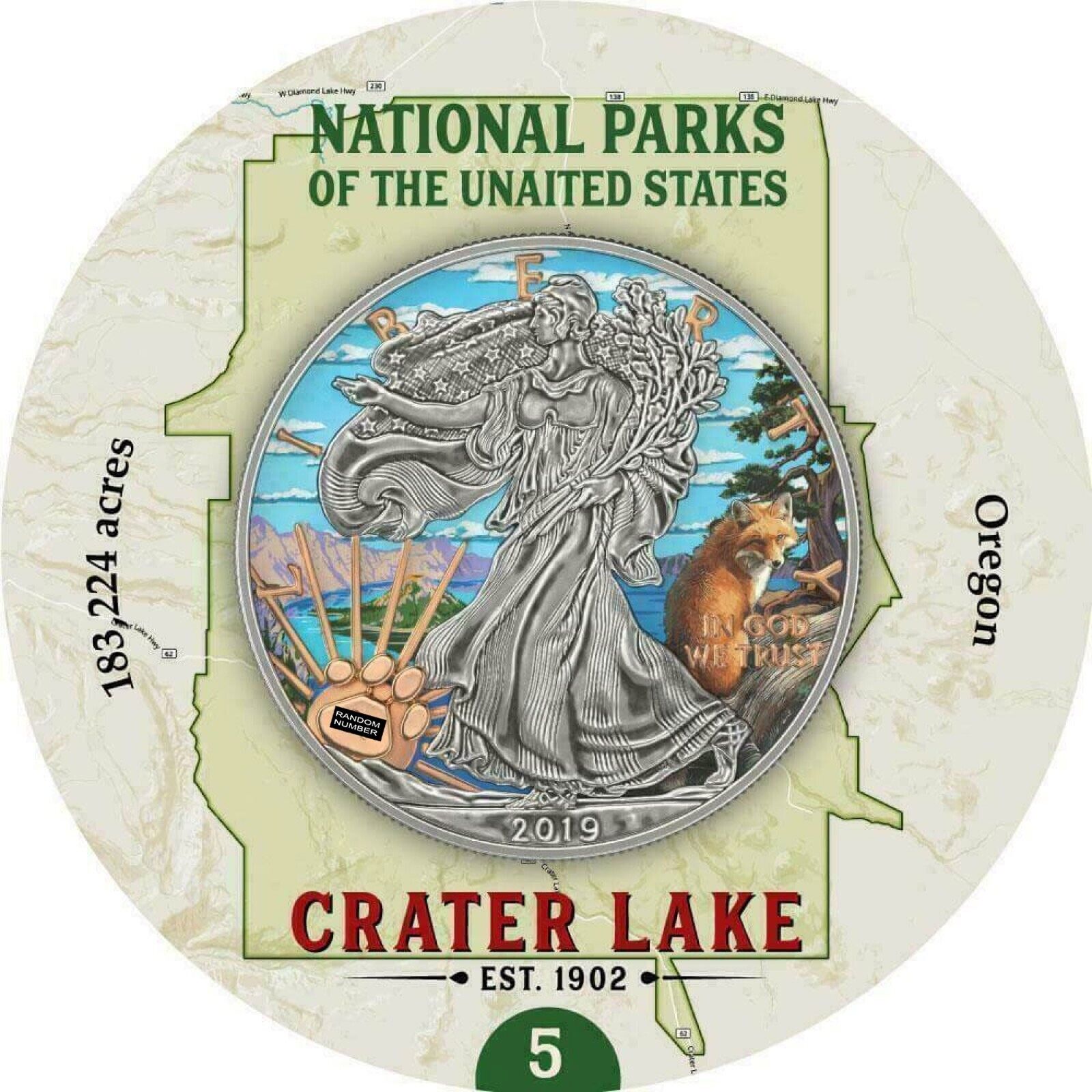 1 Oz Silver Coin 2019 $1 Liberty National Parks of The United States Crater Lake-classypw.com-6