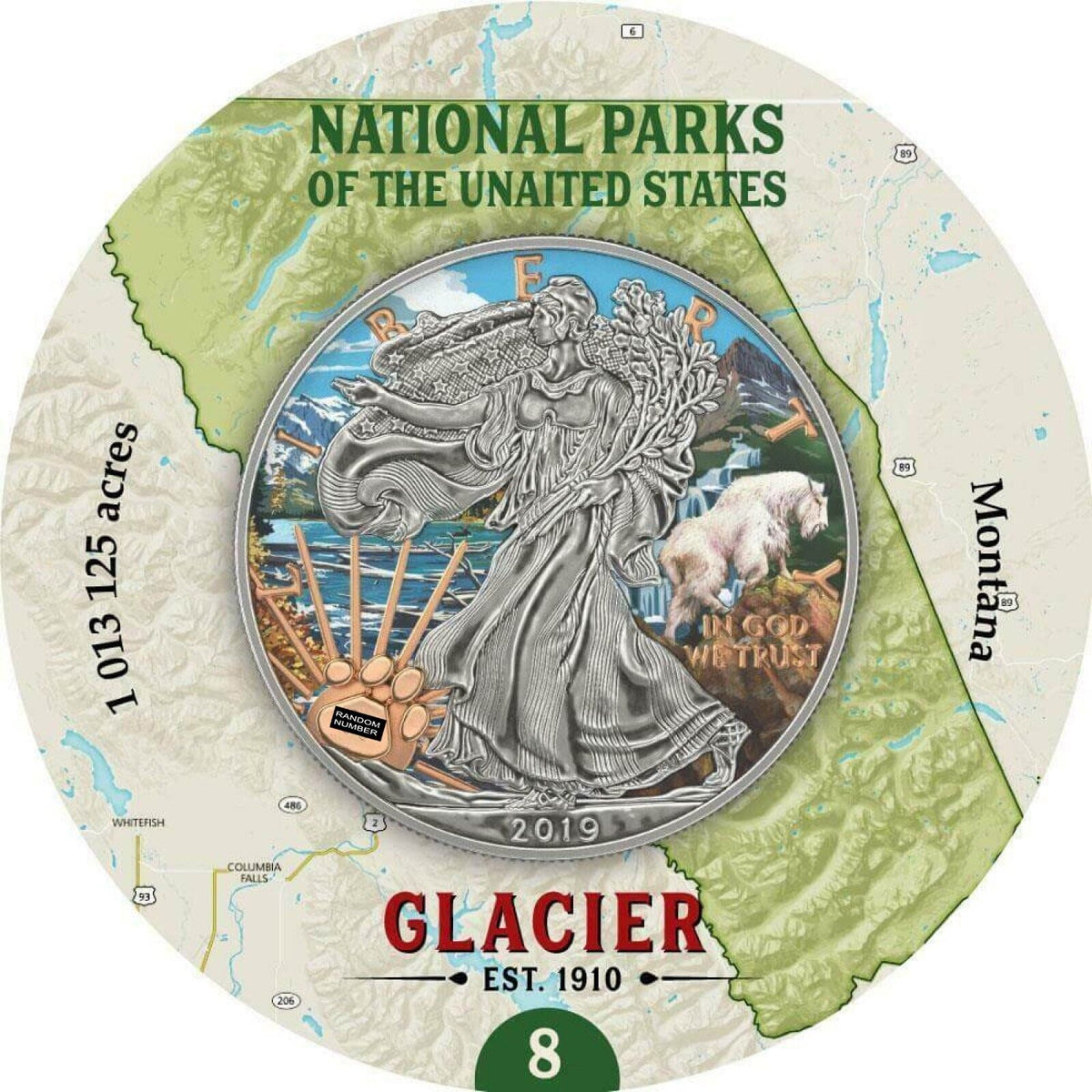 1 Oz Silver Coin 2019 $1 Liberty National Parks of The United States - Glacier-classypw.com-6