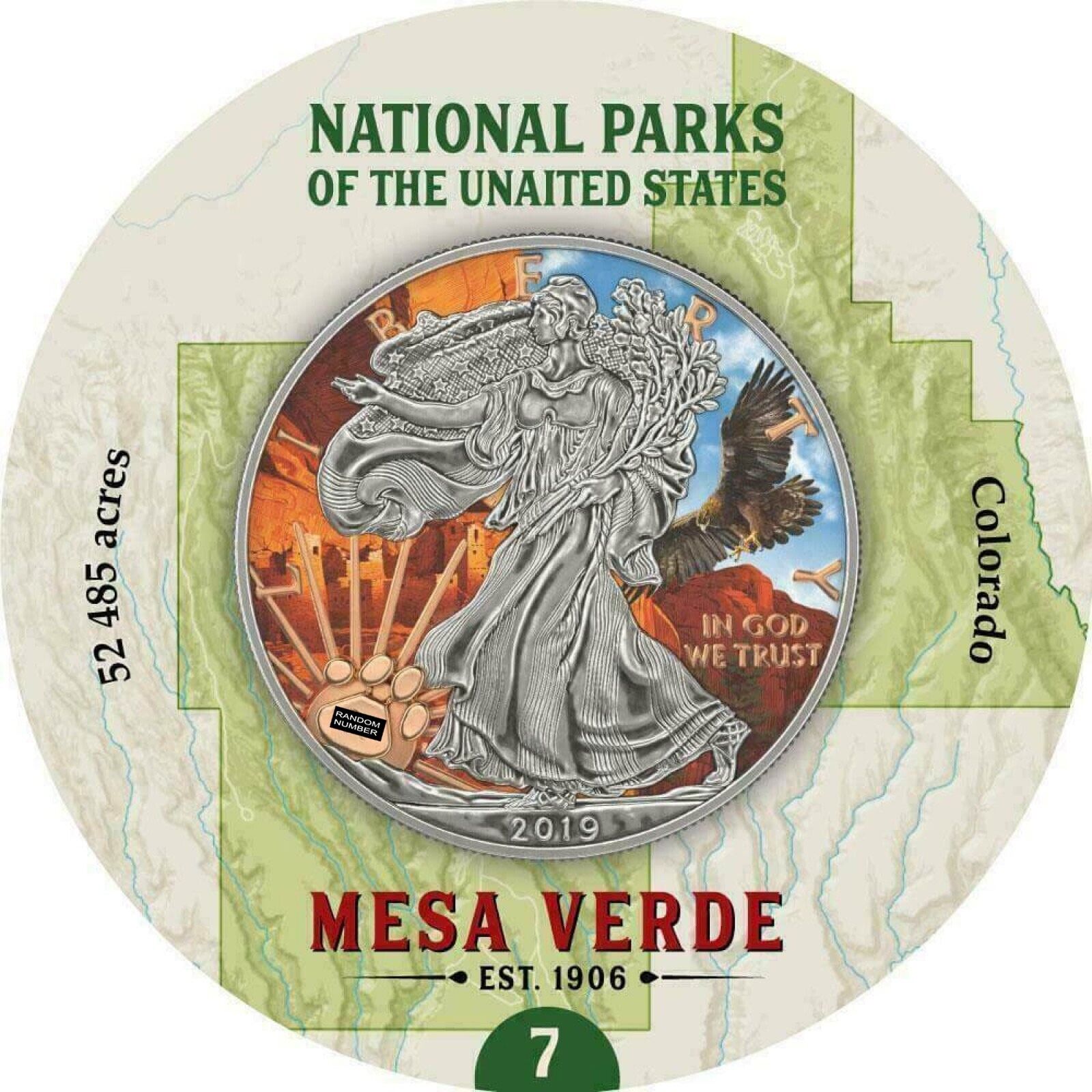 1 Oz Silver Coin 2019 $1 Liberty National Parks of The United States Mesa Verde-classypw.com-6