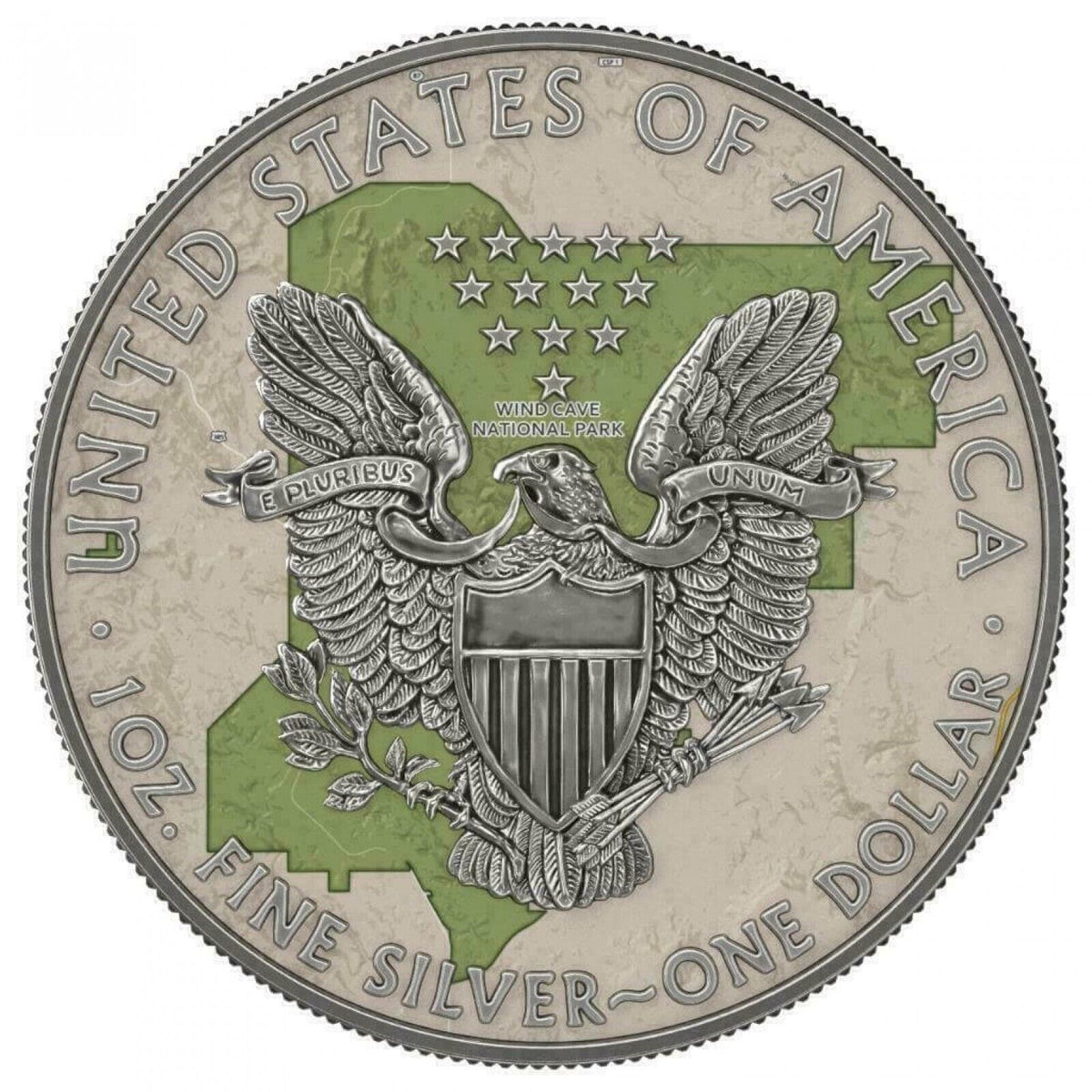 1 Oz Silver Coin 2019 $1 Liberty National Parks of The United States - Wind Cave-classypw.com-5