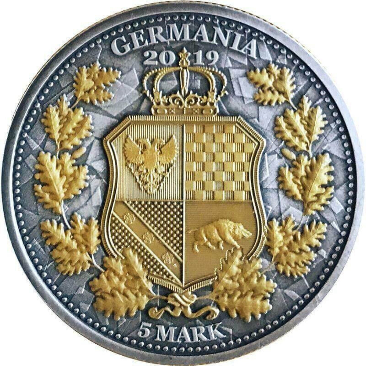 1 Oz Silver Coin 2019 5 Mark Britannia &amp; Germania Allegories - Antique &amp; Gold-classypw.com-2