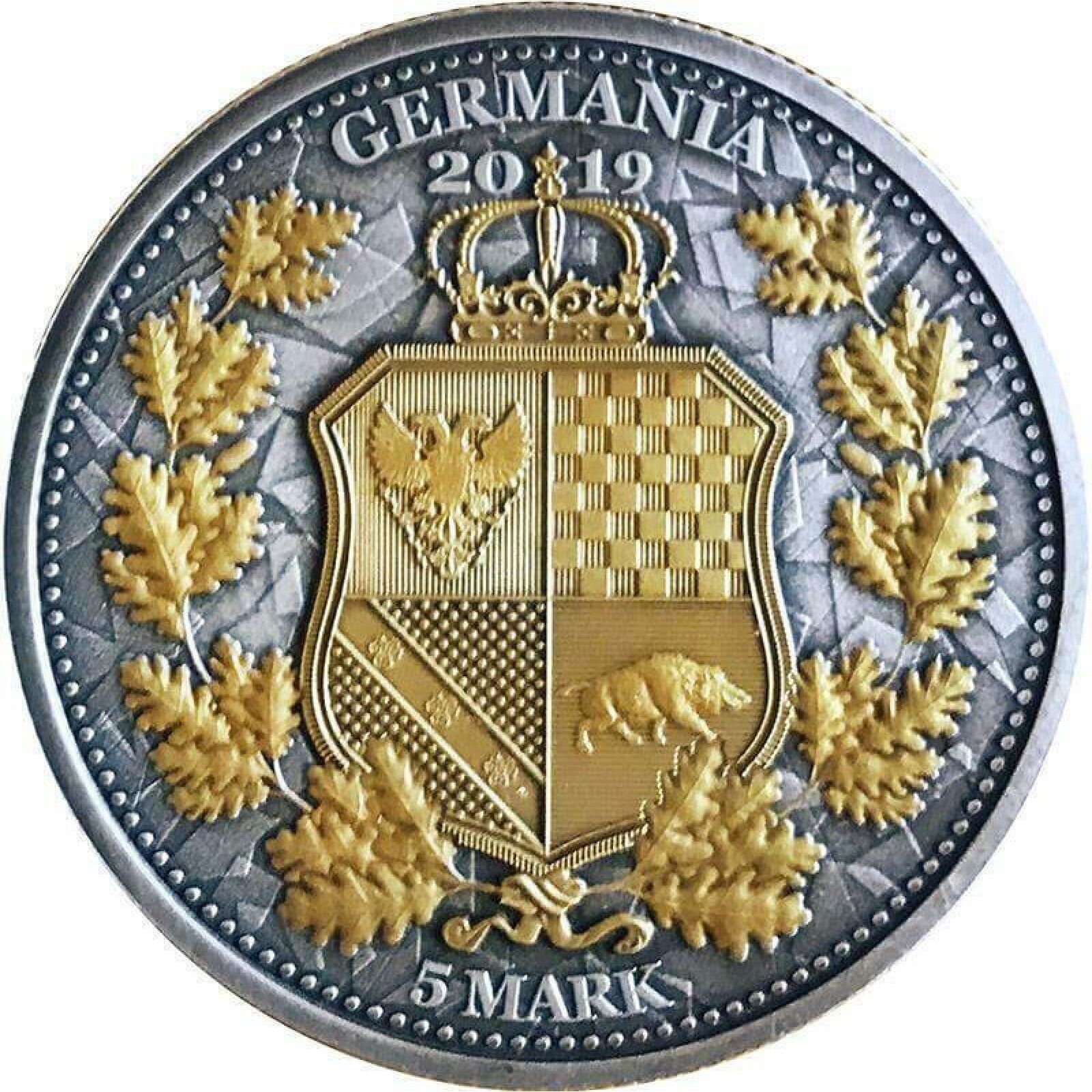 1 Oz Silver Coin 2019 5 Mark Britannia & Germania Allegories - Antique & Gold-classypw.com-1