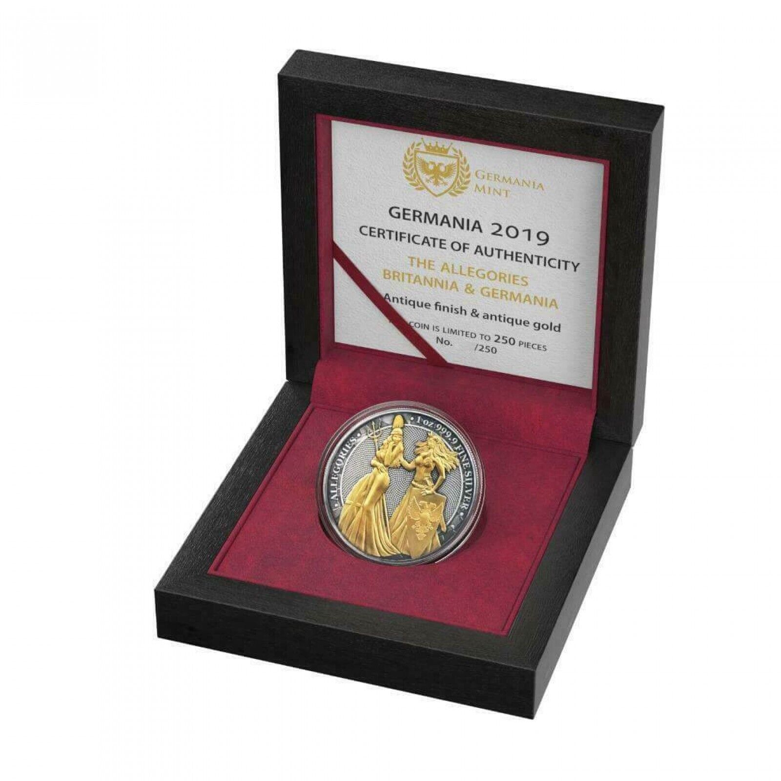 1 Oz Silver Coin 2019 5 Mark Britannia & Germania Allegories