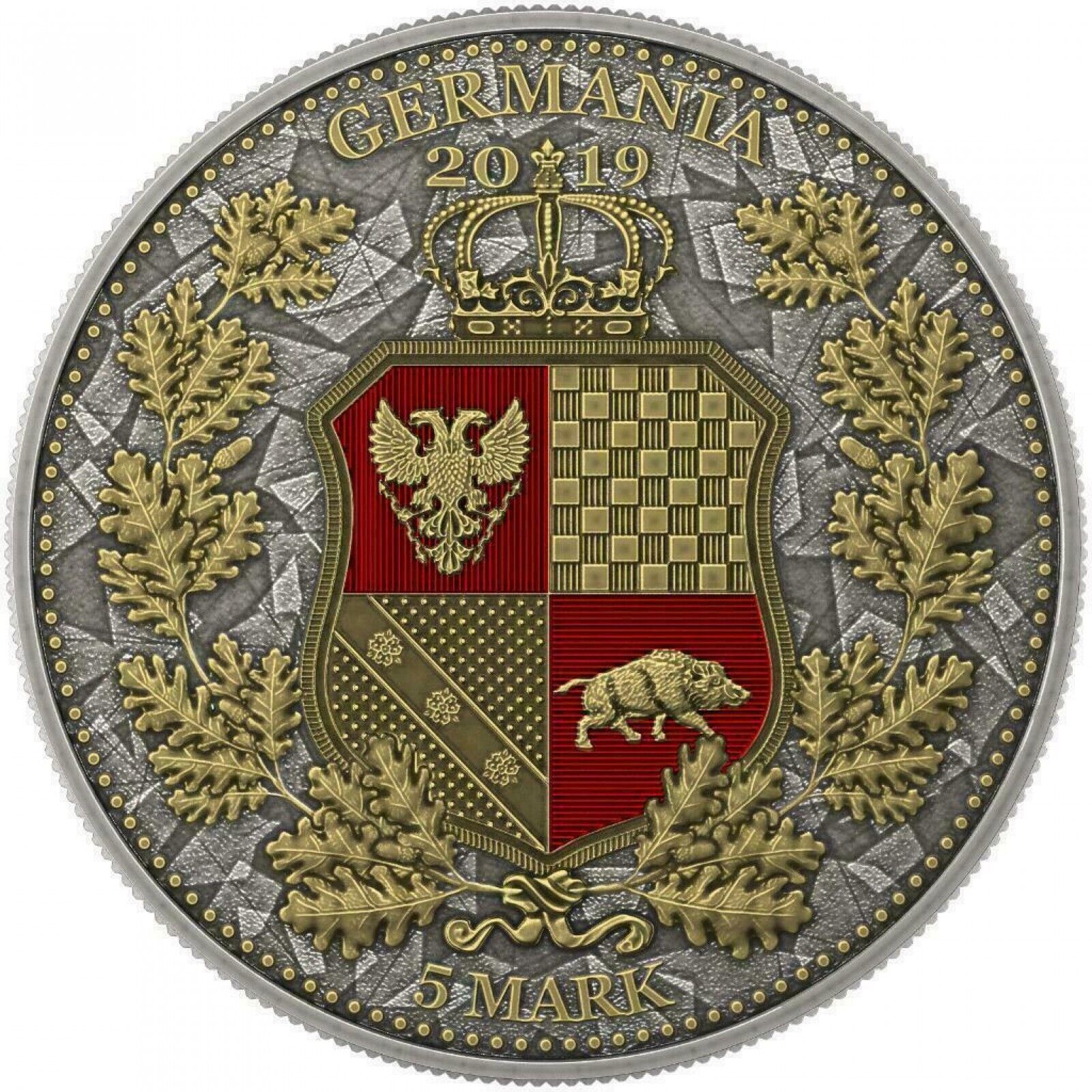 1 Oz Silver Coin 2019 5 Mark Columbia & Germania Allegories - Antique Gold-classypw.com-2
