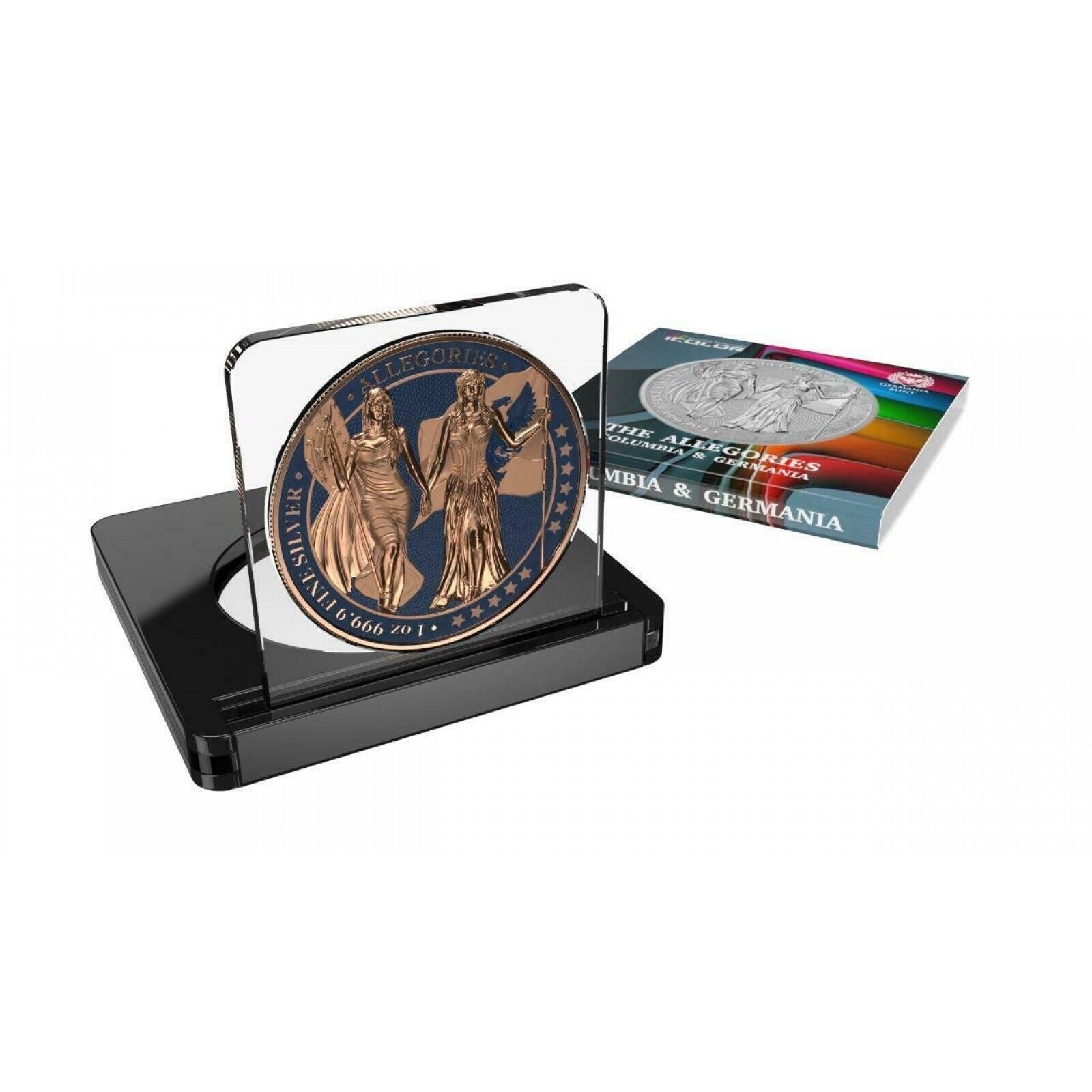 1 Oz Silver Coin 2019 5 Mark Columbia & Germania Allegories - Gold Dark Blue-classypw.com-3