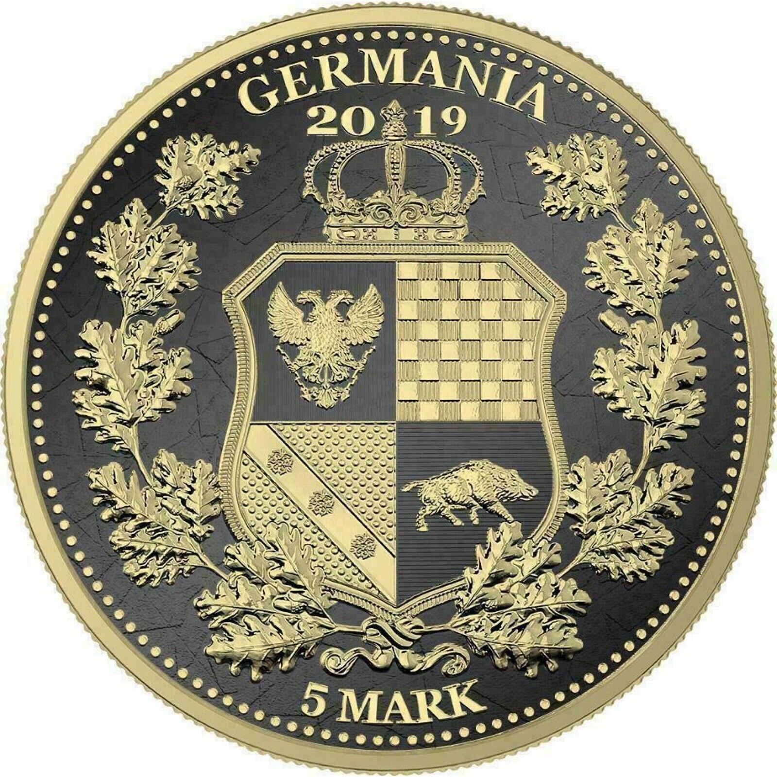1 Oz Silver Coin 2019 5 Mark Columbia & Germania Allegories - Gold Varnish-classypw.com-4