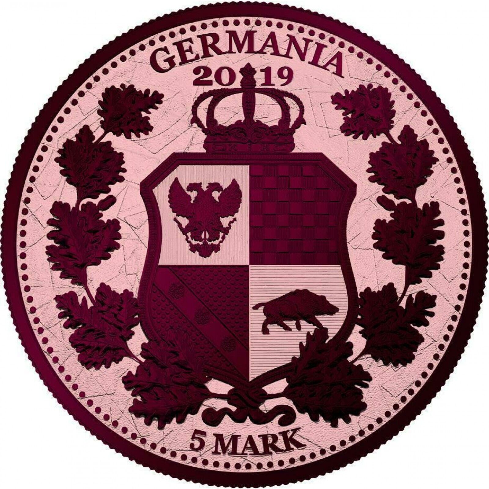 1 Oz Silver Coin 2019 5 Mark Columbia & Germania Allegories - Rose Gold Maroon-classypw.com-2