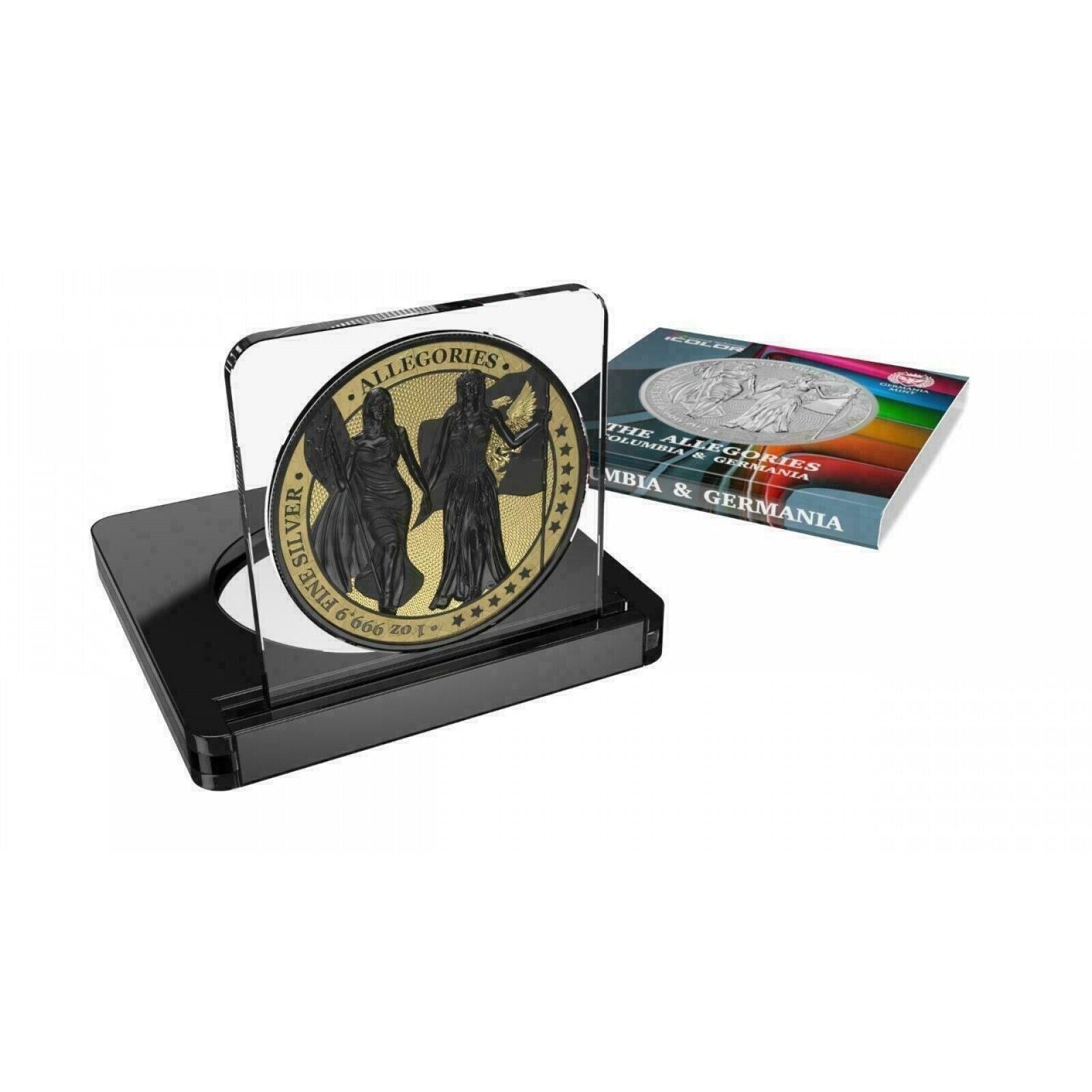 1 Oz Silver Coin 2019 5 Mark Columbia & Germania Allegories - Varnish Gold Black-classypw.com-3