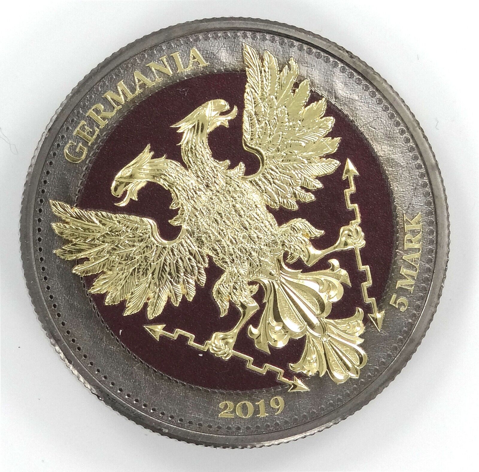 1 Oz Silver Coin 2019 5 Mark Germania Bejeweled Oak Leaf Gunmetal Silver Coin-classypw.com-1