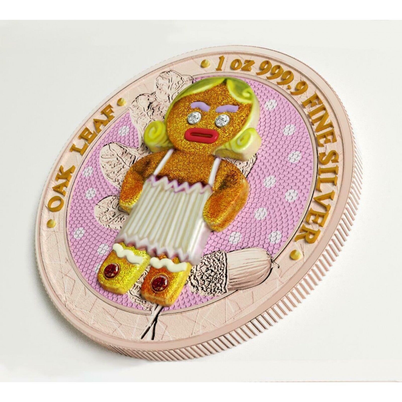 1 Oz Silver Coin 2019 5 Mark Germania Oak Leaf Bejeweled Gingerbread Angry Mommy-classypw.com-2