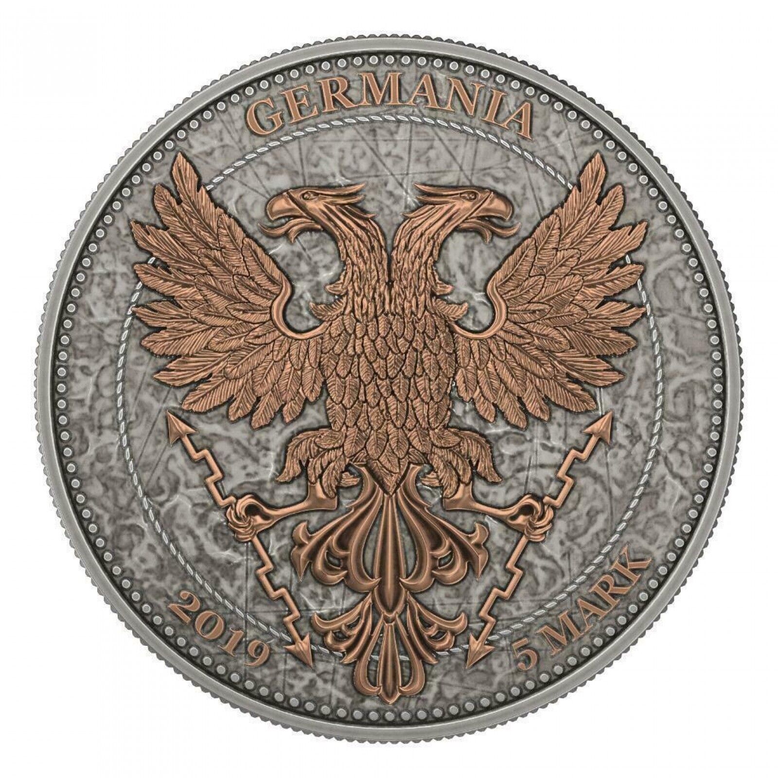 1 Oz Silver Coin 2019 5 Mark Germania Oak Leaf - Red Crystal Cross-classypw.com-4