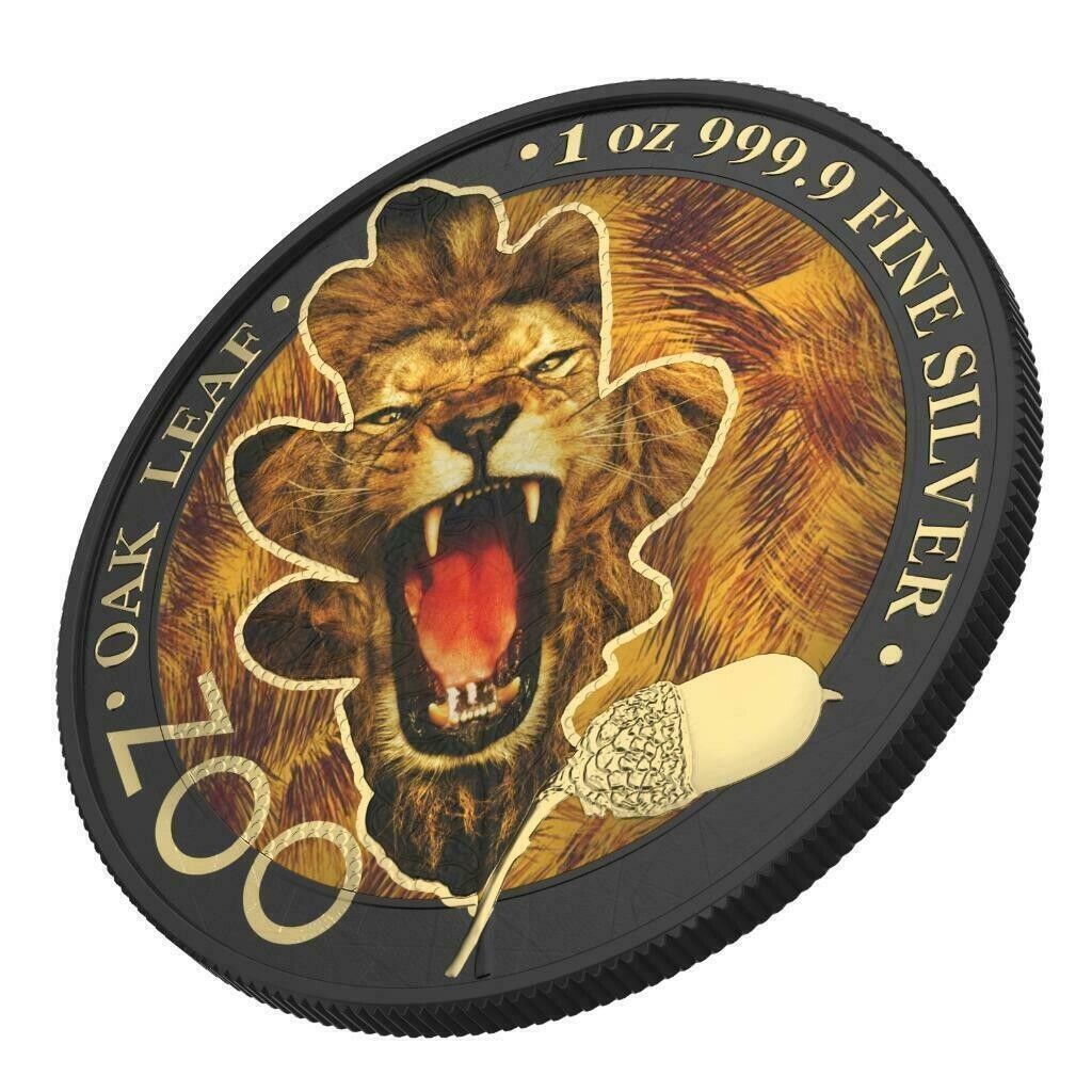 1 Oz Silver Coin 2019 5 Mark Germania Oak Leaf Zoo Series - African Lion-classypw.com-3