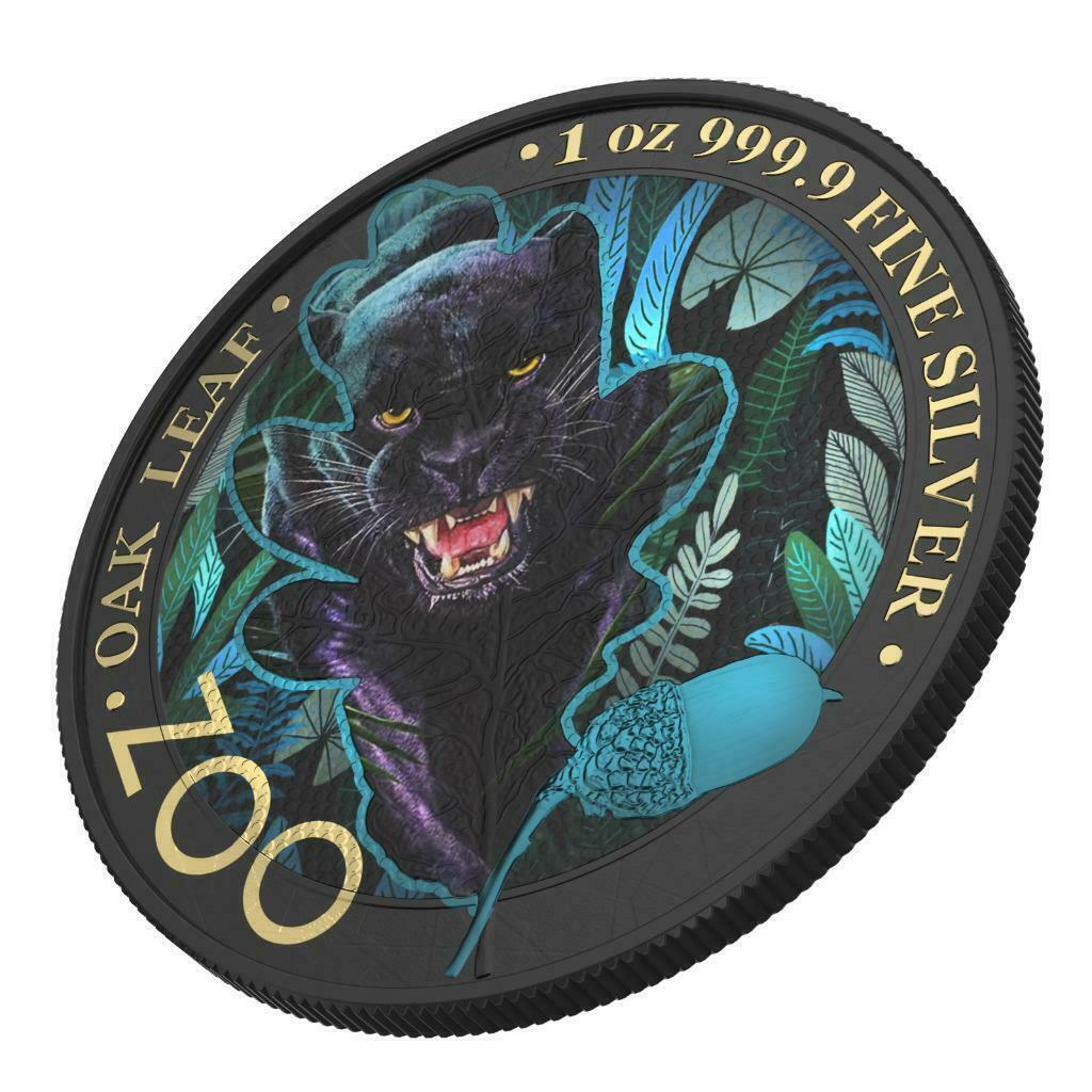 1 Oz Silver Coin 2019 5 Mark Germania Oak Leaf Zoo Series - Black Panther-classypw.com-3
