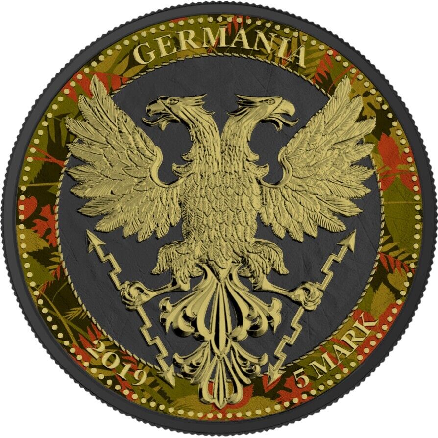 1 Oz Silver Coin 2019 5 Mark Germania Oak Leaf Zoo Series - Brown Bear-classypw.com-2
