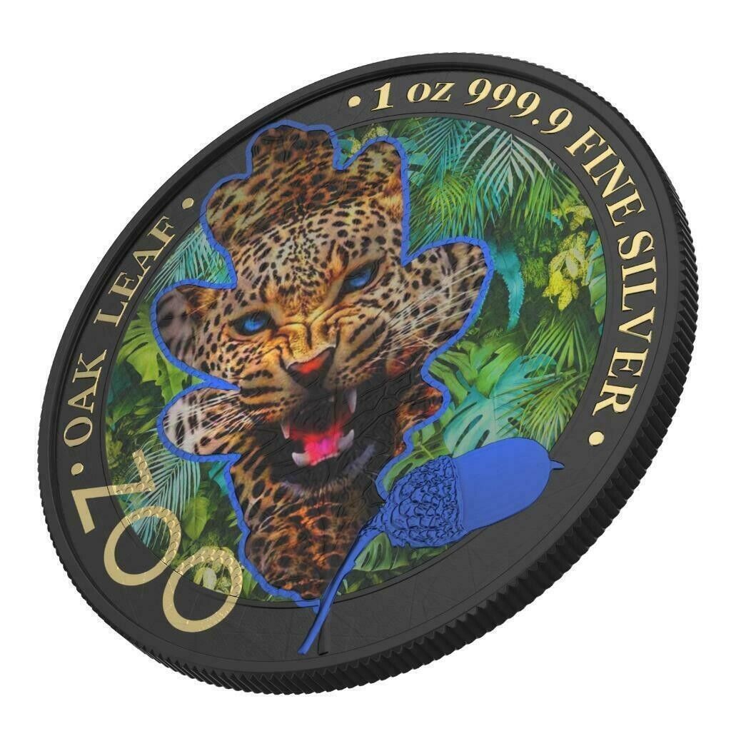 1 Oz Silver Coin 2019 5 Mark Germania Oak Leaf Zoo Series - Jaguar-classypw.com-3