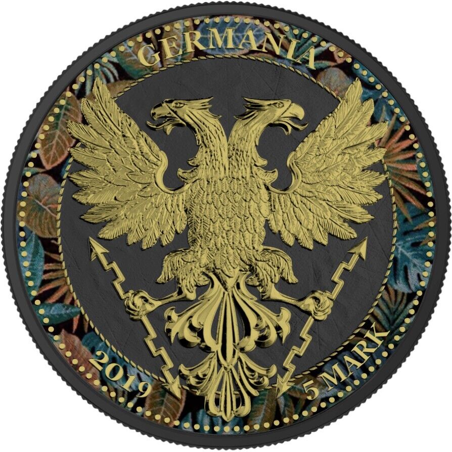 1 Oz Silver Coin 2019 5 Mark Germania Oak Leaf Zoo Series - Mandrill-classypw.com-1