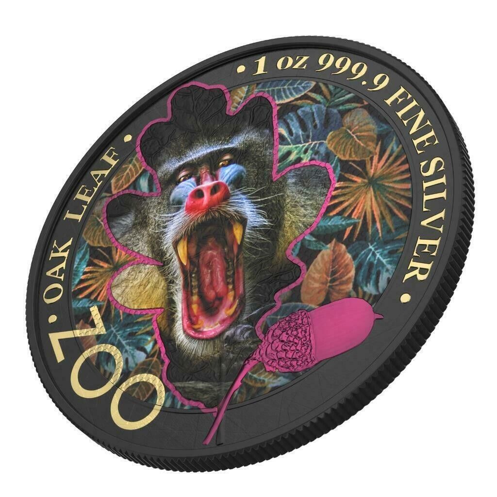 1 Oz Silver Coin 2019 5 Mark Germania Oak Leaf Zoo Series - Mandrill-classypw.com-3