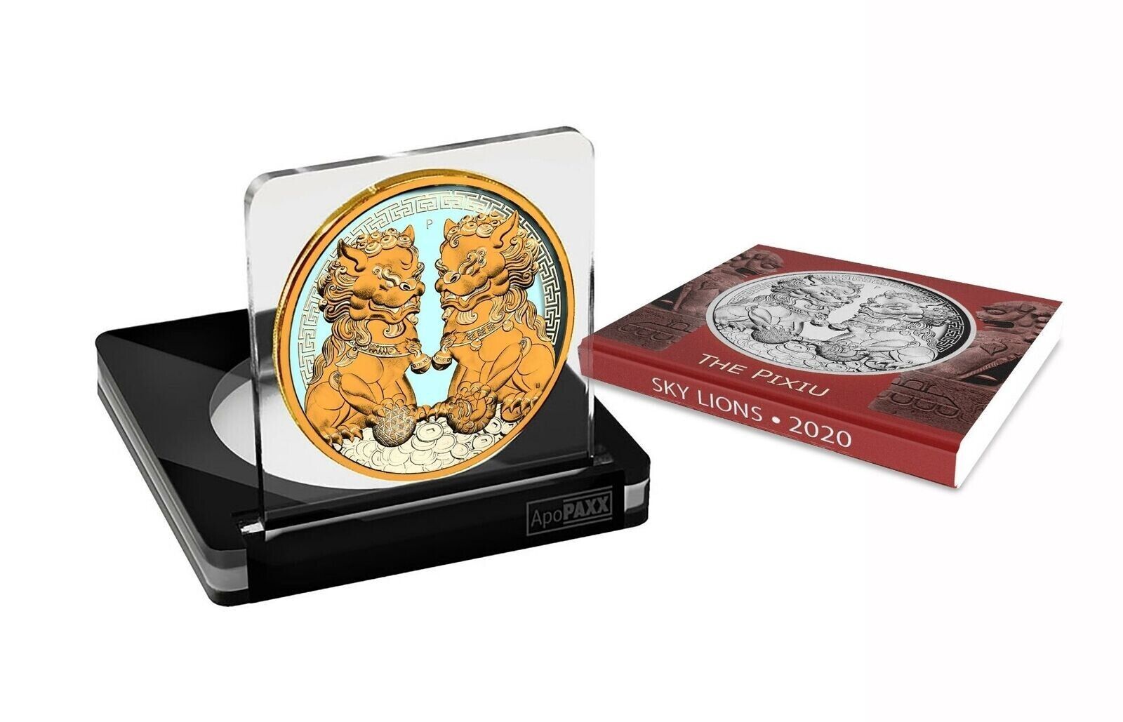1 Oz Silver Coin 2020 $1 Australia Guardian Sky Lions Pixiu - Turquoise & Yellow-classypw.com-3