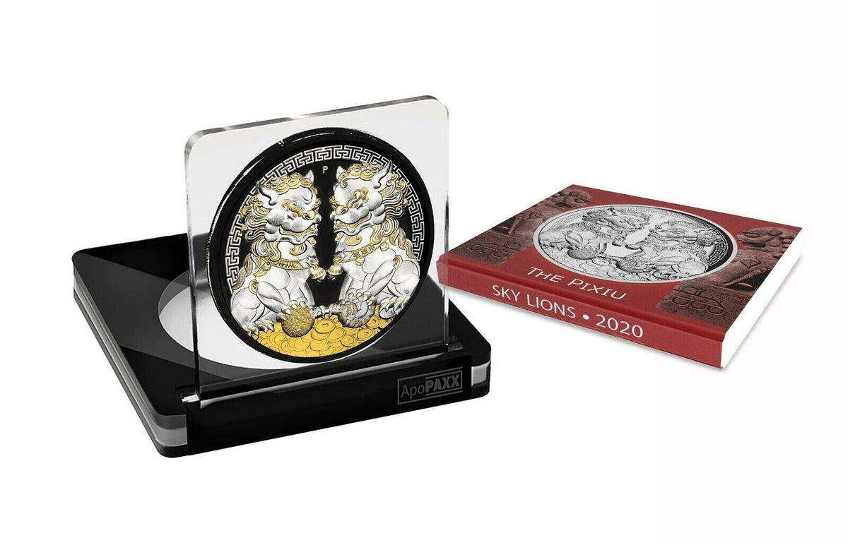 1 Oz Silver Coin 2020 $1 Australia Guardian Sky Lions The Pixiu - Black &amp; White-classypw.com-3