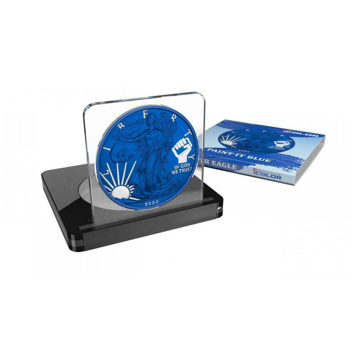 1 Oz Silver Coin 2020 $1 Liberty Paint It Blue - Free Speech Cellphone in hand-classypw.com-3