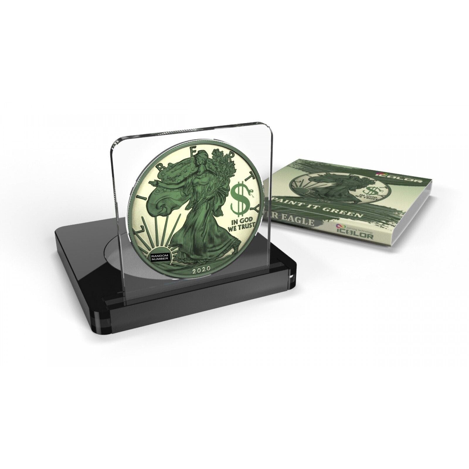 1 Oz Silver Coin 2020 $1 Liberty Paint It Green - Capitalism $-classypw.com-3