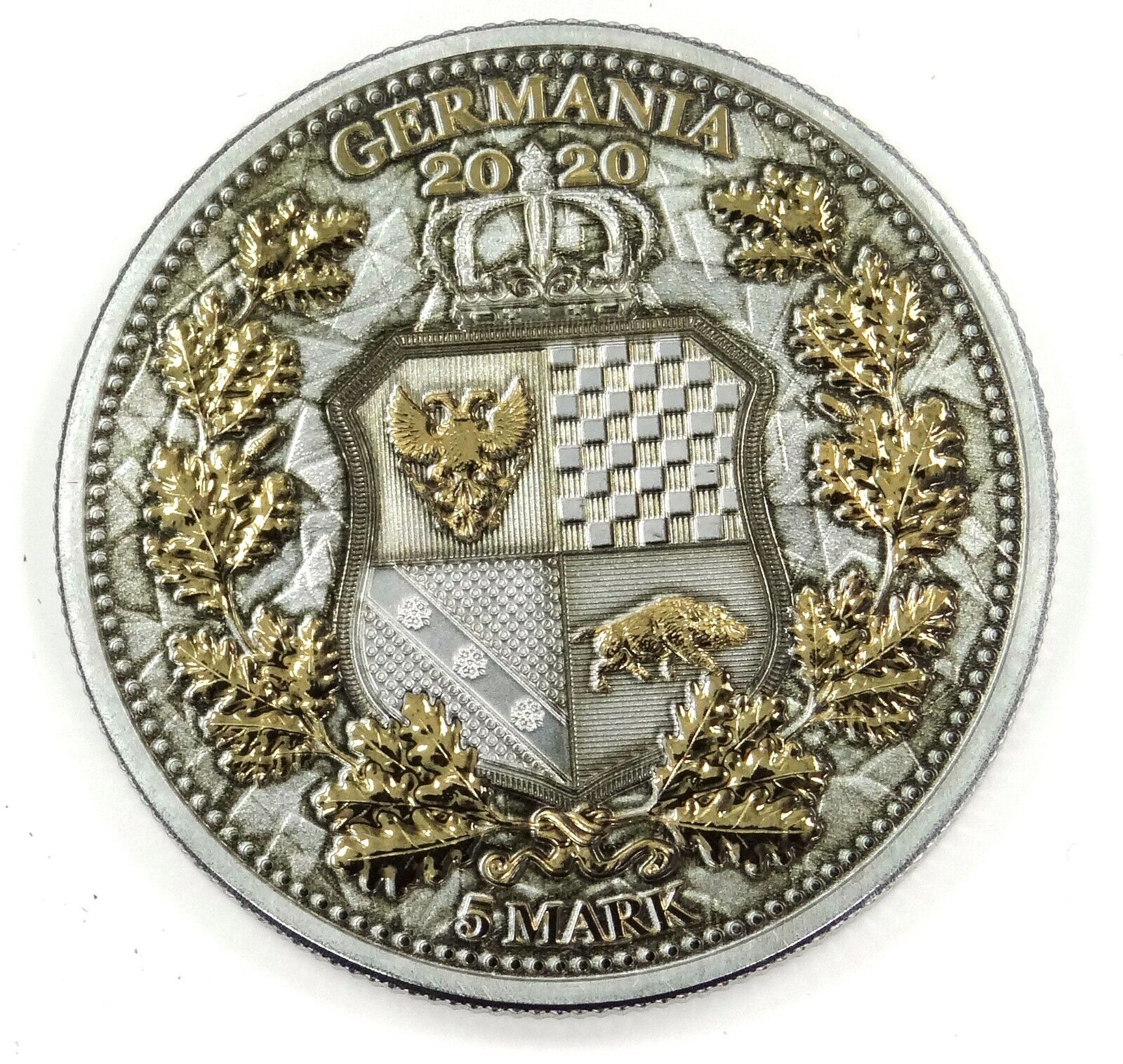 1 Oz Silver Coin 2020 5 Mark Italia & Germania Allegories - Funky Holo Round-classypw.com-1