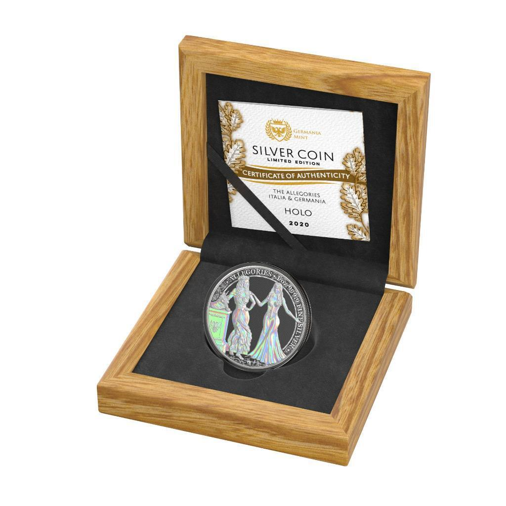 1 Oz Silver Coin 2020 5 Mark Italia &amp; Germania Allegories - Holo Silver Round-classypw.com-3