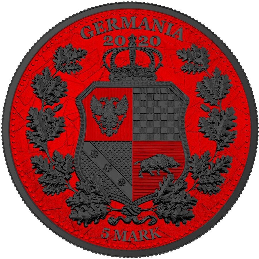 1 Oz Silver Coin 2020 5 Mark Italia &amp; Germania Allegories - Space Red Round-classypw.com-2