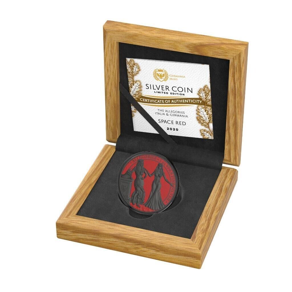 1 Oz Silver Coin 2020 5 Mark Italia &amp; Germania Allegories - Space Red Round-classypw.com-3