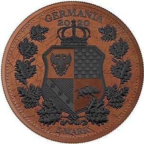 1 Oz Silver Coin 2020 5 Mark Italia &amp; Germania Allegories - Terracotta Round-classypw.com-2