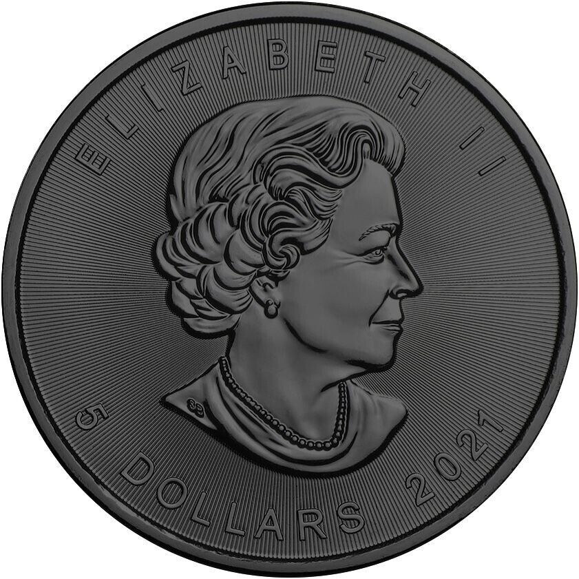 1 Oz Silver Coin 2021 $5 Canada Maple Leaf Big Family Black Ruthenium Bejeweled-classypw.com-3